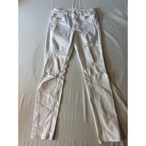 7 For All Mankind Skinny Jeans Women 26 White Distressed Low Rise Denim